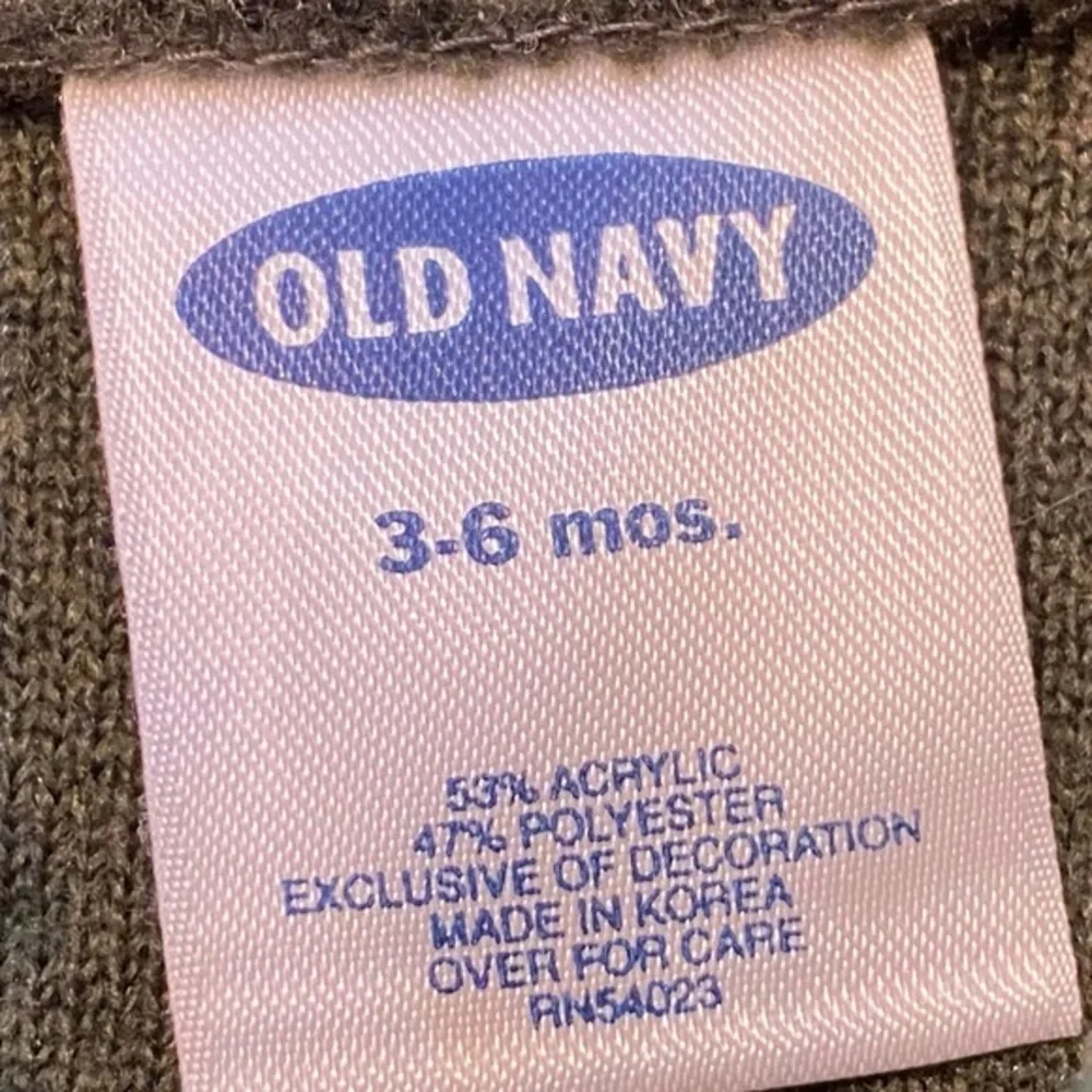 Vintage 1999 Old Navy 3-6‎ Months  Dark Green/Tan Wooly Zip Up Jacket